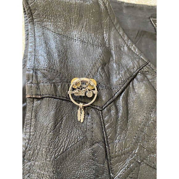 Leather Works Men’s Genuine Leather Black Patchwork Motorcycle Biker Vest XXL - Picture 6 of 16